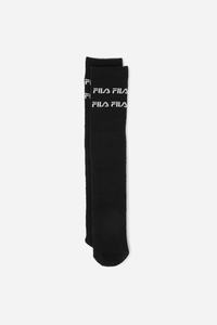 Fila Double Line Logo Knee High Sokker Dame Sort | 854-YHEFZL