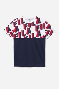 Fila Haze Tee T Shirts Herre Mørkeblå Hvide Rød | 215-RQMIGZ