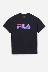 Fila Logo Tee T Shirts Herre Sort Lilla Rød | 723-YEOZCD