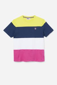 Fila Serve Crew T Shirts Herre Mørkeblå Hvide Gul | 378-TEKIHX