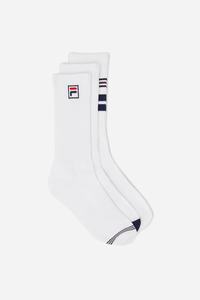 Fila Stribet Crew 3-Pack Sokker Herre Hvide | 643-ALYOKP