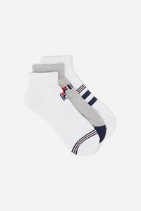Fila Stribet Quarter 3-Pack Sokker Dame Hvide | 357-POTWSL