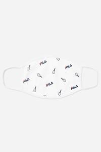Fila White Tennis Print Face Mask Udstyr Herre Hvide | 712-DXGJME